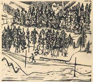 Sertigweg im Winter, 1927 by Ernst Ludwig Kirchner