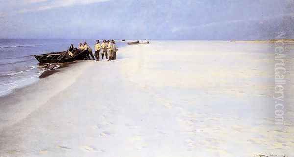Fishermen on the Beach at Skagen - view 1