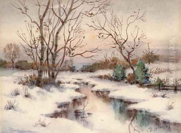A stream in a winter landscape - view 1