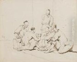 Chinese Coolies Playing Cards by George Chinnery