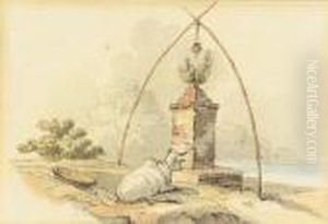 A Bullock Resting By A Shrine