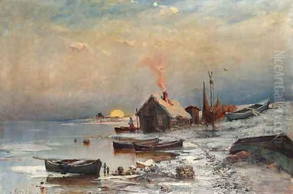 Fisherman's Cottage at Sunset by Iulii Iul'evich (Julius) Klever