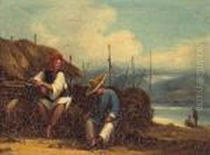 Figures Along A Shoreline