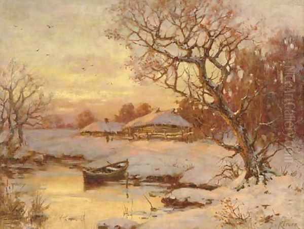 River Landscape at Sunset - view 1
