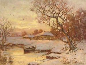 River Landscape at Sunset by Iulii Iul'evich (Julius) Klever