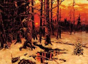 Sunset through the Trees by Iulii Iul'evich (Julius) Klever