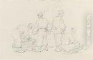 Four Chinese Figures: Buyers And Sellers by George Chinnery