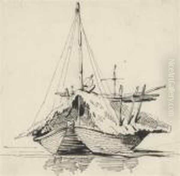Study Of A Boat On The Hooghly - view 1