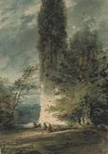 Figures And Cattle Beneath A Ruin Figures And Cattle Beneath A Ruin