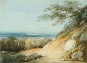 A Rocky Hillside Landscape by George Chinnery