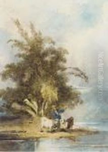 A Chinaman With Goats On A Riverbank by George Chinnery
