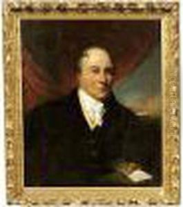Portrait Of Ralph Dodds, Half Length Holding A Document by George Chinnery