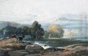 Goats On An Outcrop In The Himalayan Foothills by George Chinnery