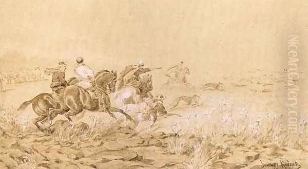Bustards Hunting with Greyhounds - view 1