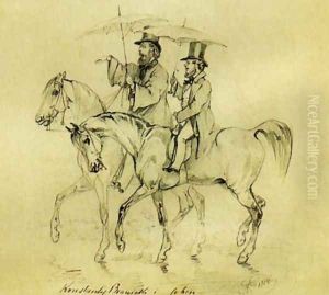 Konstanty Branicki and Cohen on Horsebacks by Juliusz Kossak