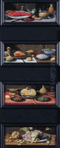 Four Still Lives of Food and Fruit by Jan van Kessel