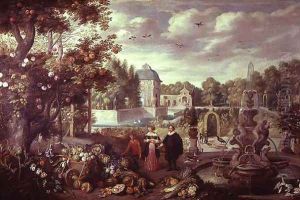 Garden Scene with Fountain by Jan van Kessel