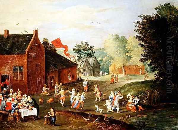 Peasants Feasting in a Village - view 1