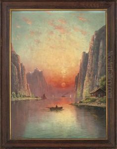 A Fjord At Sunset; And A Moonlit Fjord