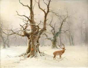 Stags In A Winter Landscape Stags In A Winter Landscape