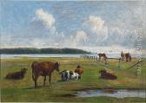 Cows And Horses In A Pasture - view 1