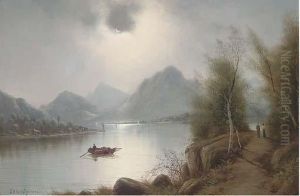 A Lake By Moonlight by Nils Hans Christiansen