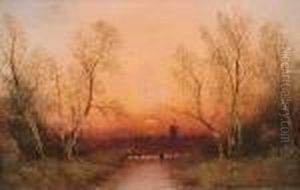Home By Sunset; Snow At Sunset by Nils Hans Christiansen