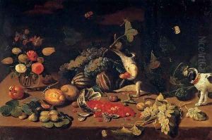 Still-Life with a Monkey Stealing Fruit by Jan van Kessel