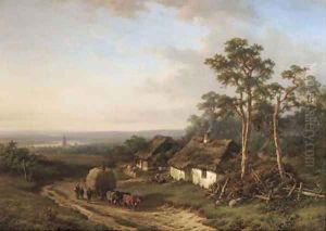 Geldersch Landschap a panoramic river landscape with farmers returning home