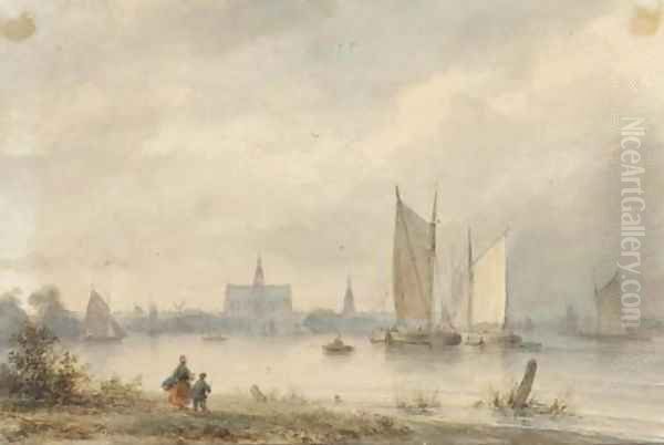 View of Haarlem across the Spaarne with the St. Bavo church in the distance - view 1