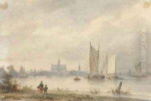 View of Haarlem across the Spaarne with the St. Bavo church in the distance