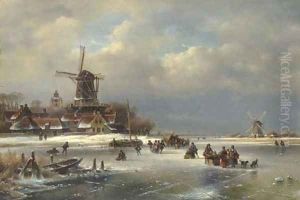 Villagers on a Frozen Waterway