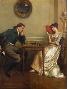 A Game of Chess by George Goodwin Kilburne