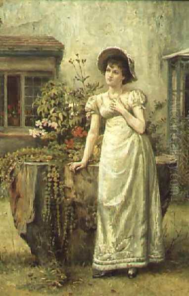 Young Woman beside a Tree Stump - view 1