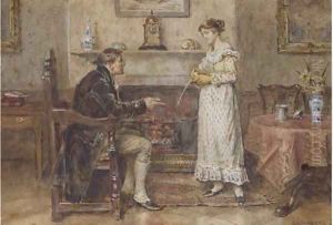 A conversation in front of the fire by George Goodwin Kilburne