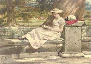 A quiet read in the shade by George Goodwin Kilburne
