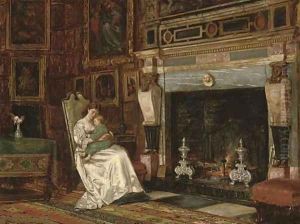 By the fireside by George Goodwin Kilburne