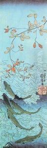 Ayus Swimming Upstream with Hagi Branch 1830-44 by Utagawa Kuniyoshi