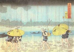 On the Banks of the Sumida in Mimayagashi 1833 by Utagawa Kuniyoshi