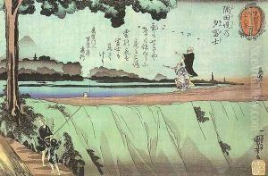 Fuji in the Evening as Seen from Sumida Zutsumi, from "Thirty-Six Views of the Eastern Capital and Mount Fuji" 1844-48 by Utagawa Kuniyoshi