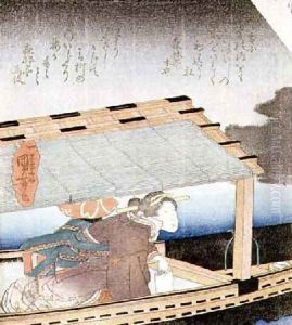 Girl in a boat at night by Utagawa Kuniyoshi