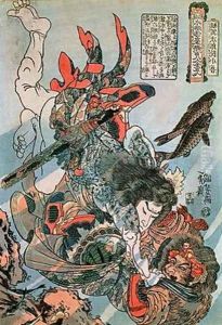 Tameijiro dan Shogo grappling with an adversary under water