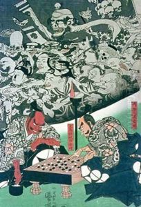 The Earth Spider making magic in the palace of Raiko by Utagawa Kuniyoshi