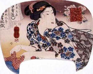 Girl washing a patterned cloth by Utagawa Kuniyoshi