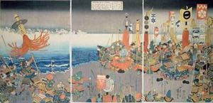 The Ashikaga fleet sailing into attack Nitta by Utagawa Kuniyoshi