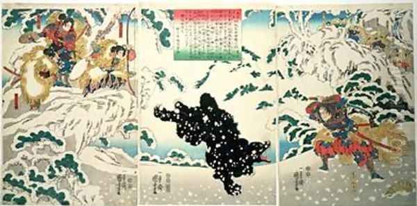 Kamei Rokuro and the Black Bear in the Snow - view 1