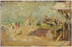 Figure Sulla Spiaggia by Cesare Ciani