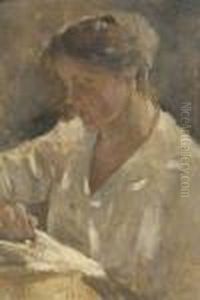 Ritratto Della Figlia Che Legge by Cesare Ciani