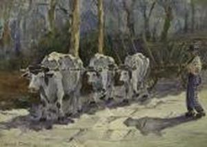 Man With Ox-drawn Cart>.