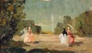 Parkszene Mit Figurlicher Staffage